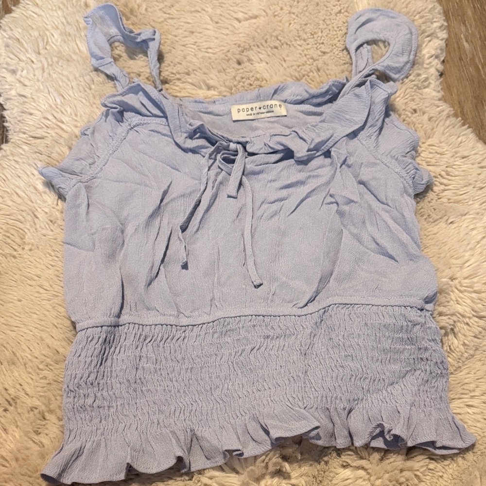 Paper Crane Sky Blue Ruffled Camisole